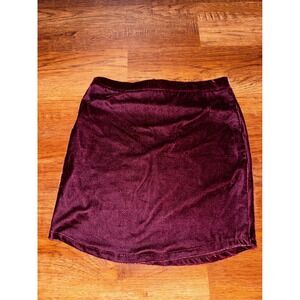 Forever 21 Burgundy Velvet Shimmer Mini Skirt Metallic Wine Glitter Womens Mediu
